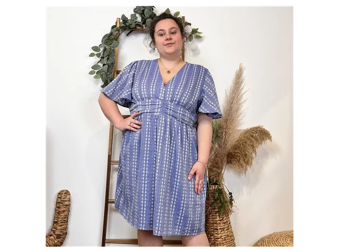 K476- Robe Maëlle (T40-T48) 🪷 (bleu jeans)