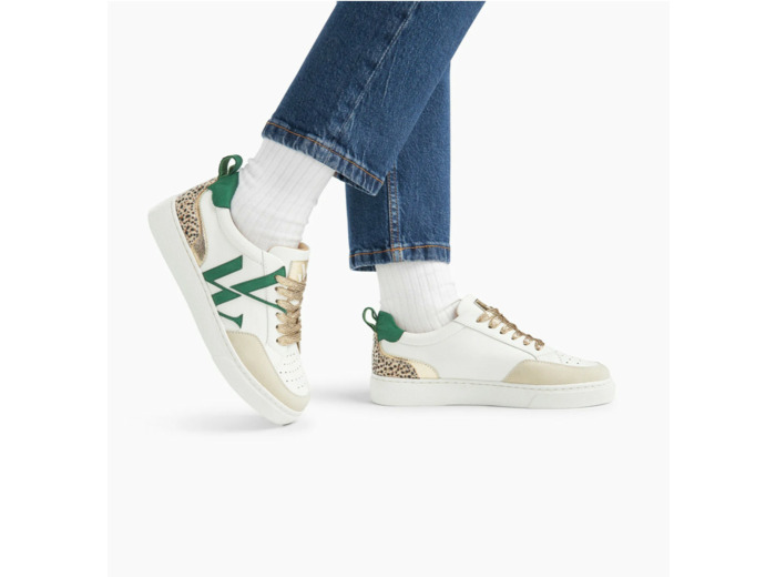 Baskets monogramme vert et blanc - Gabriella - Vanessa Wu