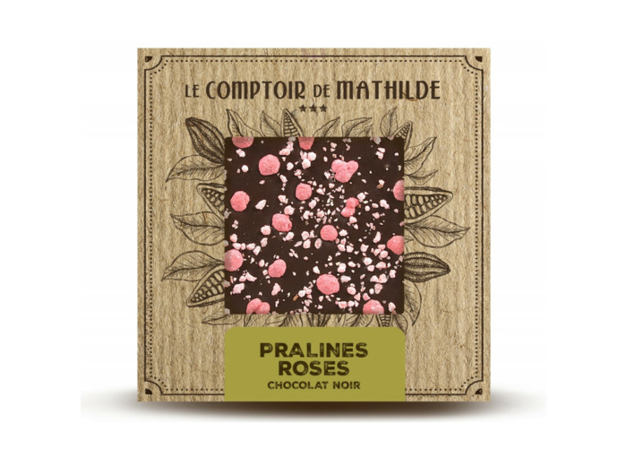 Tablette Pralines Roses de Lyon - Chocolat noir