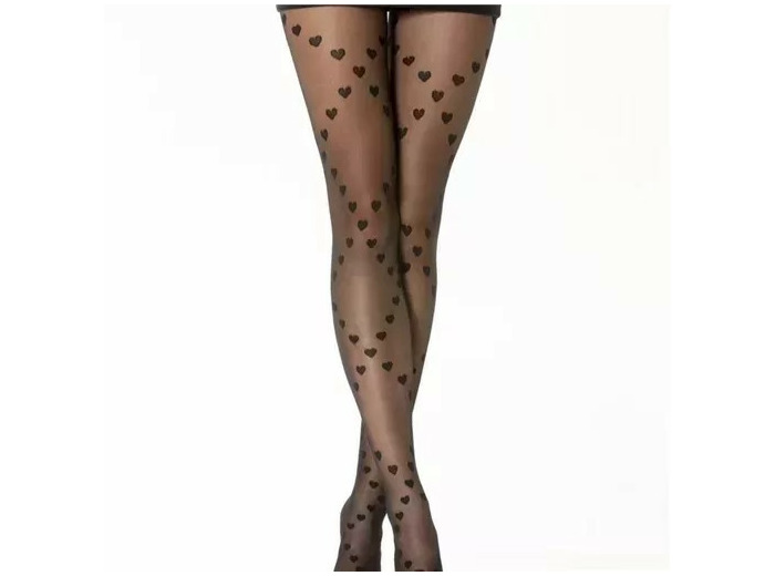 V339- Collants Coeurs losanges (Tu) (noir)