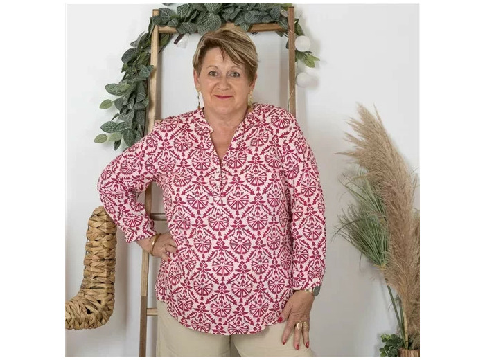 Z792- Tunique « Rosaces » (T44-T52) (fuchsia)