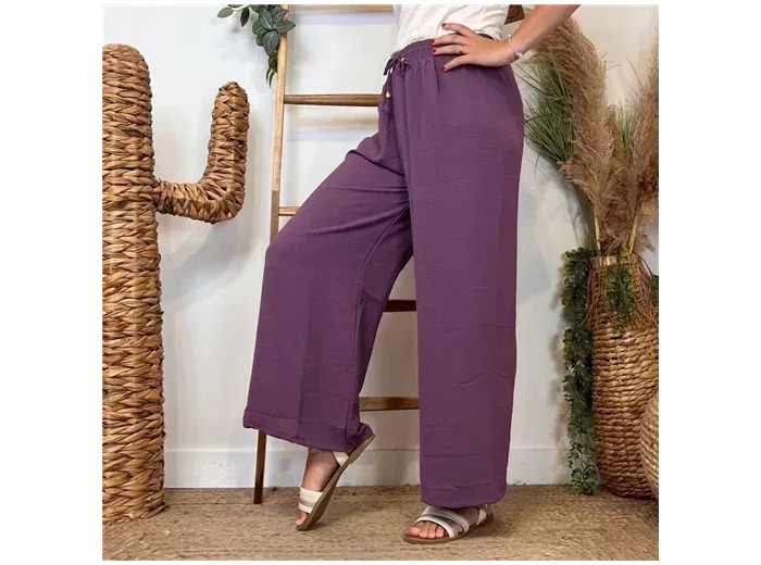 L761- Pantalon flou large 1er PRIX (Tu) (mauve)