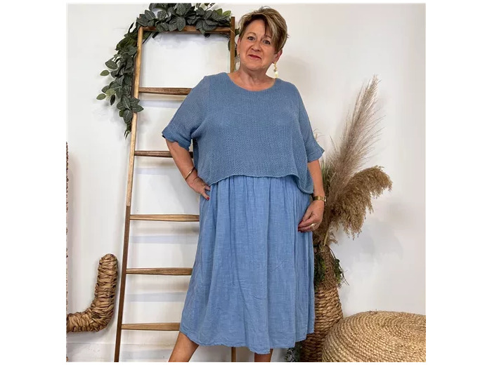 K194- Robe Crop-Top (Tu) (bleu jeans)
