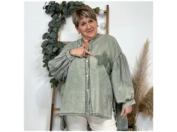 K371- Chemise Loose étoilée ⭐ (Gt) (kaki)