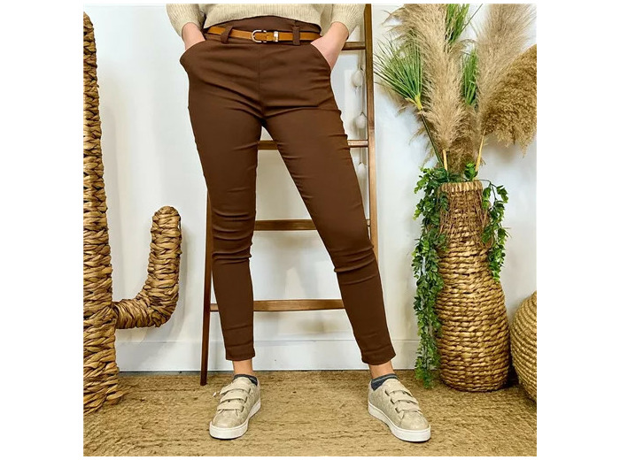 L799- Pantalon Stretch (T36-T46) 🇮🇹 (marron)