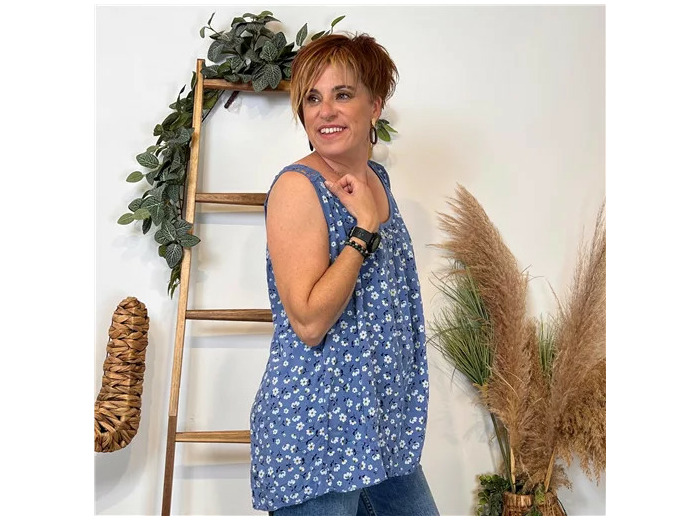 K175- Débardeur Liberty viscose (Tu) 🇮🇹 (bleu indigo)