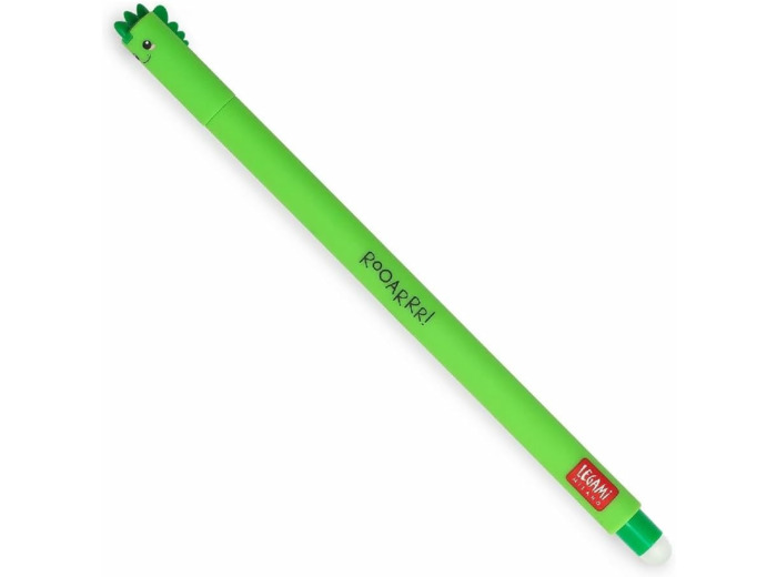LEGAMI - Stylo gel effaçable, pointe bille pour enlever l'encre sans consommer la feuille, Encre verte thermosensible, diamètre de la pointe 0,7 mm, Thème Dino