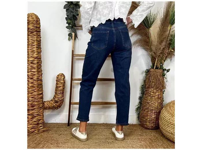 O094- Jean Mom Voggo (T36-T44) (denim foncé)