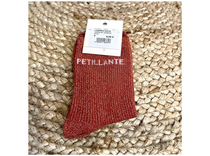 V316- Chaussettes paillettes "Pétillante" (rouge)
