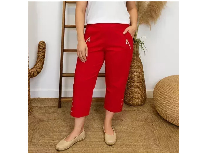 T541- Pantacourt stretch uni JST (T38-T52) (rouge)