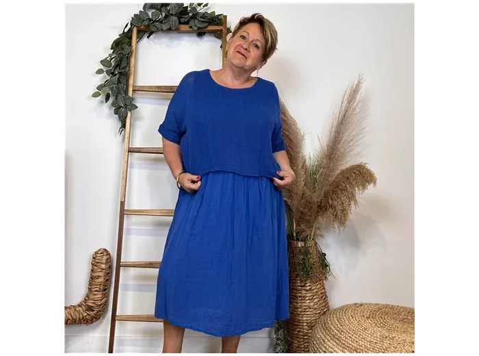 K194- Robe Crop-Top (Tu) (bleu royal)