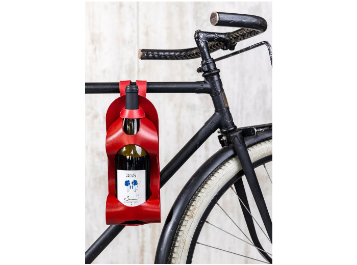 Porte bouteille 100% cuir La Bouclée Originale Rouge