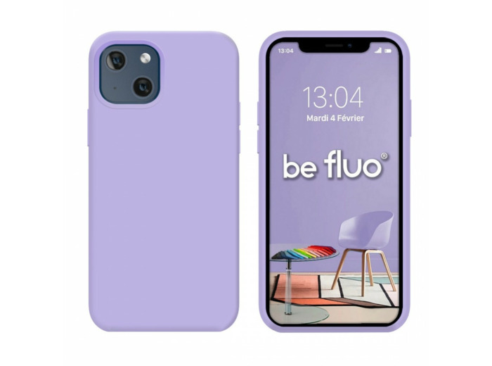 Coque Silicone Moxie BeFluo Fine et Légère pour iPhone 14, Intérieur Microfibre - Lilas