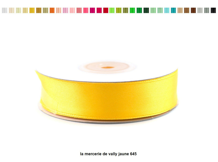 Ruban satin 18 mm de large par bobine de 25m Jaune