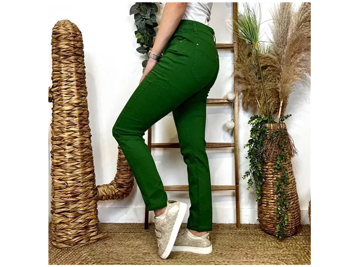 O156- Jean coupe Slim (T34-T44) (vert émeraude)