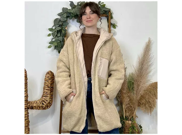 K010- 🧥 Doudoune réversible à capuche (ecru)