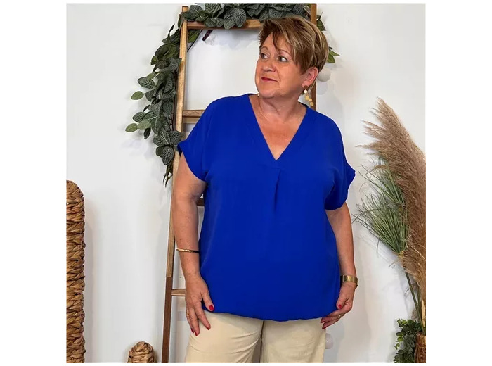 K189- Blouse boule unie (Tu) 🇮🇹 (bleu royal)