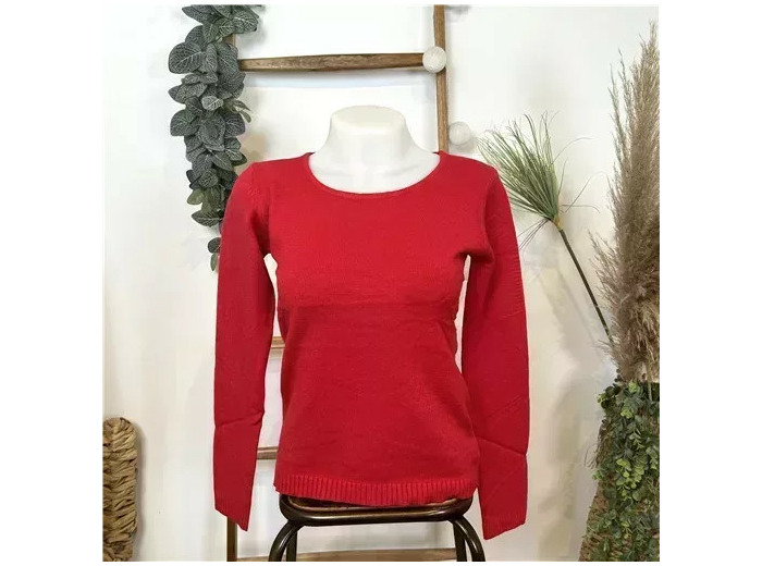 Y251- Pull Laine Cachemire "Tricotonic" (les T36&40) (rouge)