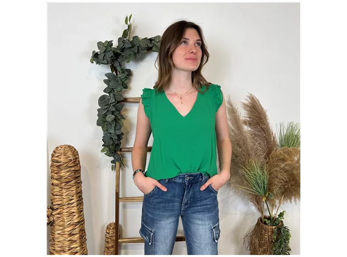 N087- Blouse unie By One (T36-T38) (vert brésil)