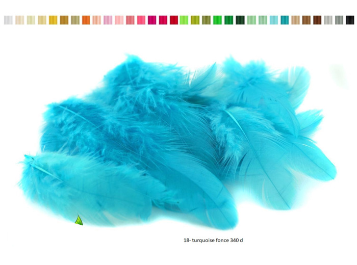 Plumes marabout sachet de 5 g environ 80 pieces par sachet turquoise fonce