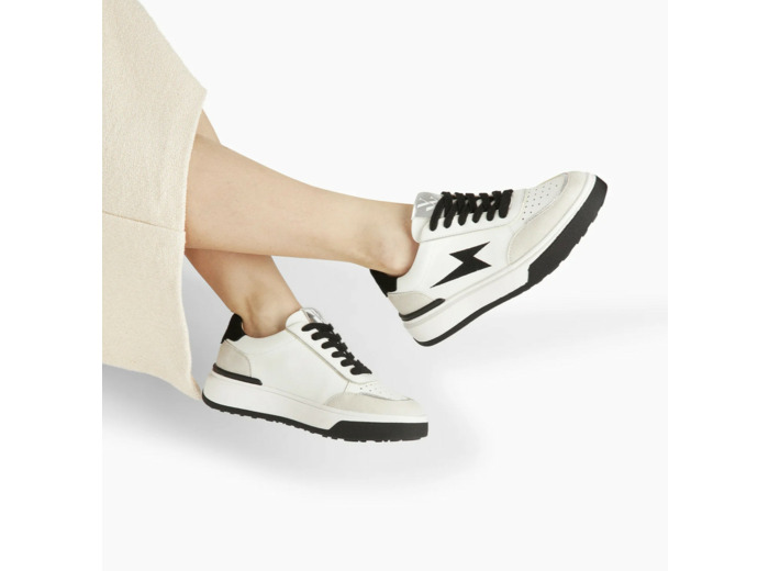 Baskets à lacets Blanches & Noir - Amélia - Vanessa Wu