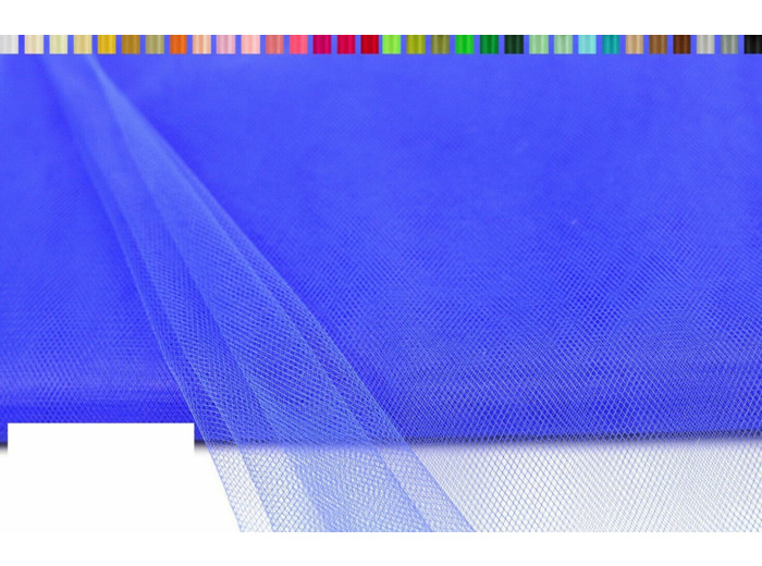 Tulle souple et fin en 150 cm de large et 10 metres de long bleu roi