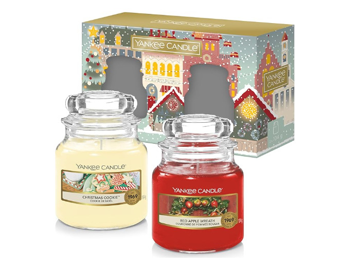 Coffret de 2 bougies YankeeCandle Christmas cookie et couronne de pommes rouges