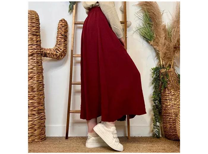 M046- Jupe boutonnée "Maëlle" (T36-T38) (bordeaux)