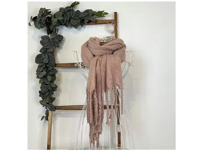 Y541- Écharpe Mousseuse unie (rose poudré)