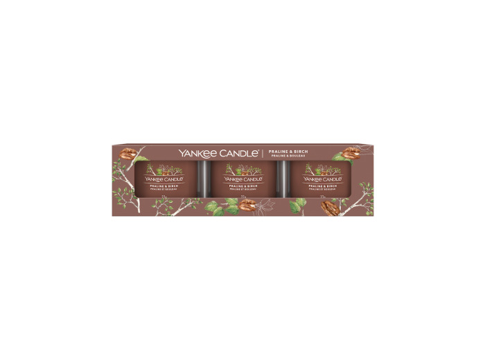 LOT DE 3 VOTIVES EN VERRE - PRALINE ET BOULEAU