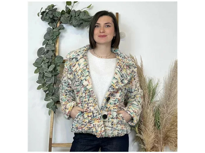 K681- Veste Laine Chiné (Tu)  🇮🇹 (ecru)