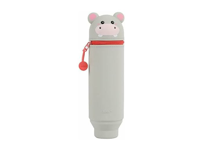 I-TOTAL® - Trousse en Silicone Souple pour l'École, Extensible avec Forme Profilée Hippo