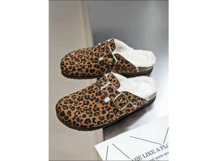 Mules fourées Léopard- Ambre - Findlay