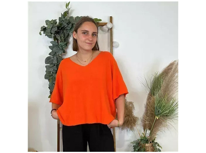 K545- Pull loose Crop-Top (Tu) (orange)