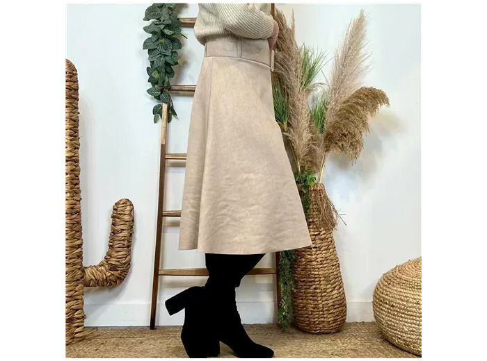 L724- Jupe en velour (Tu) 🇮🇹 (beige)