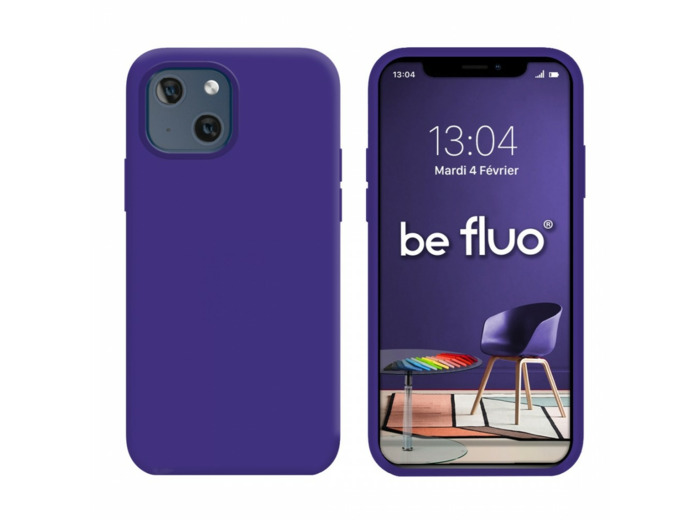 Coque Silicone Moxie BeFluo Fine et Légère pour iPhone 14, Intérieur Microfibre - Violet