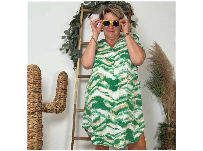 Z326- Robe Christy "Marbré" (T44-T52) (vert brésil)