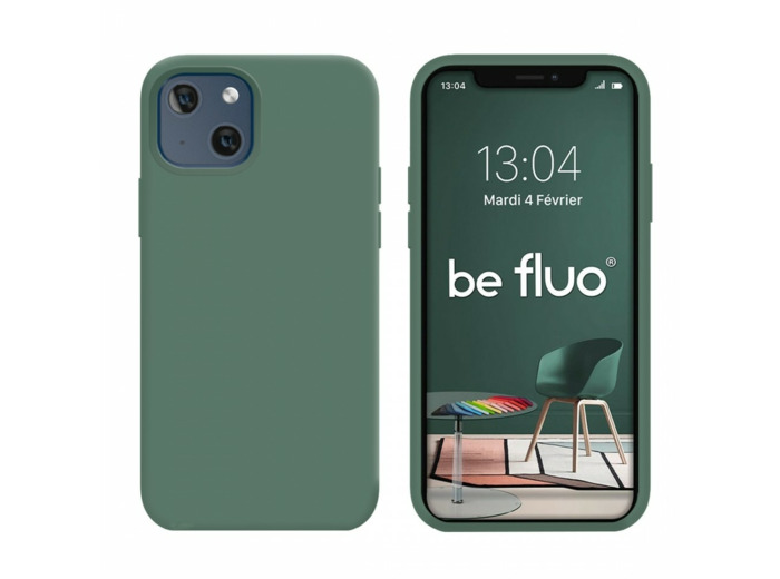 Coque Silicone Moxie BeFluo Fine et Légère pour iPhone 14, Intérieur Microfibre - Pin vert