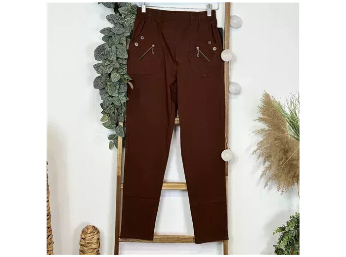 T578- Pantalon Confort Chaud (T38-T52) (marron)