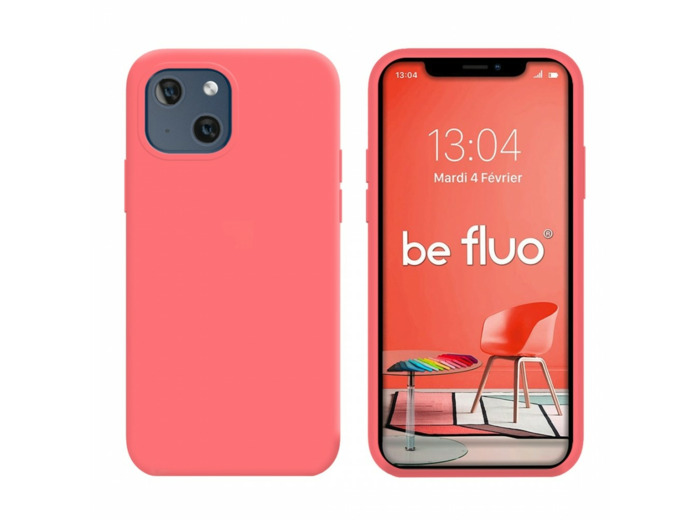 Coque Silicone Moxie BeFluo Fine et Légère pour iPhone 14, Intérieur Microfibre - Rose