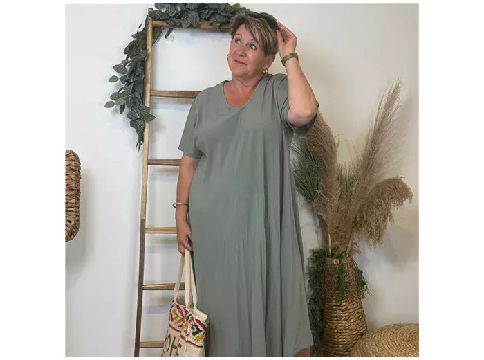 Z308- Robe longue Fluide 🇮🇹 (kaki)