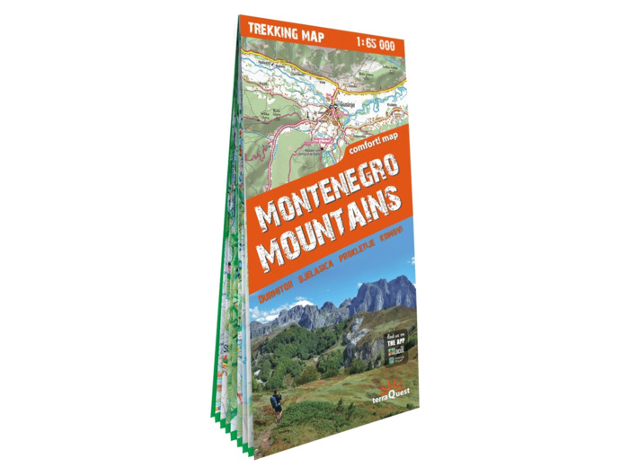 MONTAGNES DU MONTENEGRO. DURMITOR, BJELASICA, PROKLETIJE, KOMOVI 1/65.000 (CARTE GRAND FORMAT LAMINE