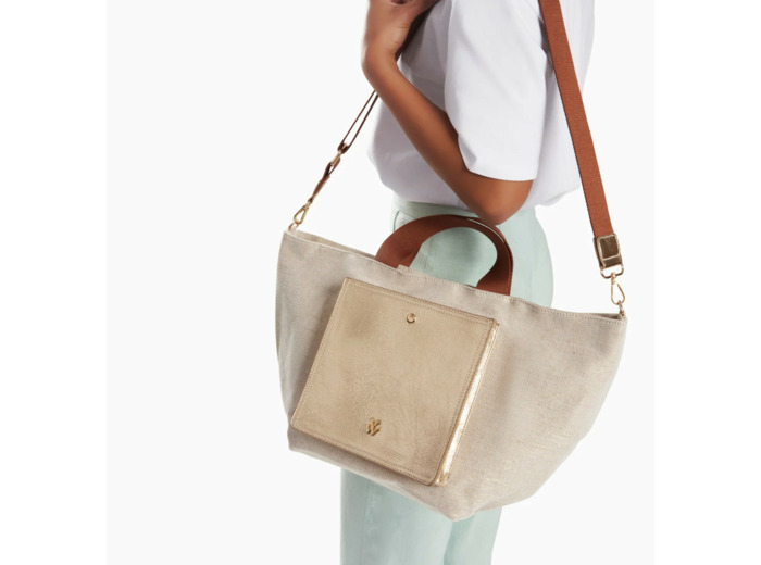 Cabas beige à pochette or - Iris  Vanessa Wu