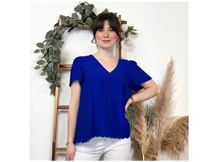 K357- Blouse «By One» (T36-T40) (bleu royal)