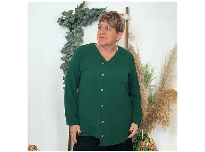 Z347- Tunique Christy à boutons (T44-T52) (vert sapin)