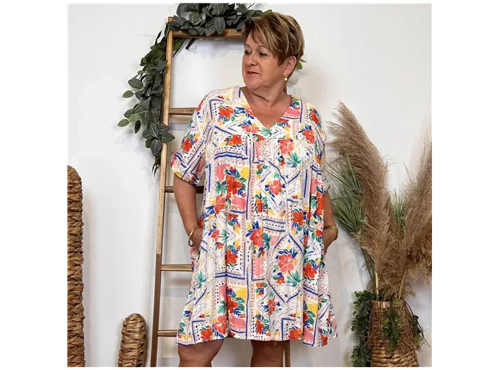 K191- Robe-Short Imprimée (T40-T48) (blanc)