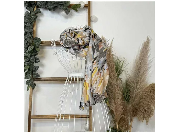 Y519- Foulard Motif Abstrait (gris)