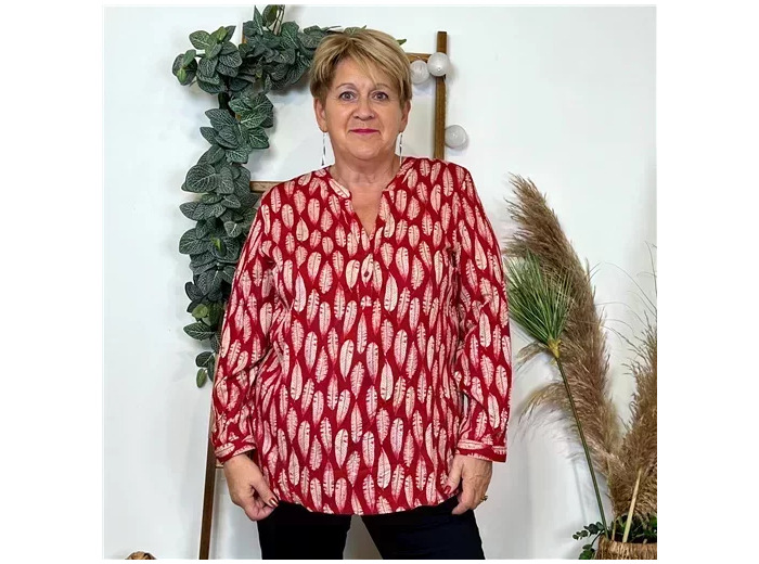 K833- Blouse "Plumes" Christy (T44-T52) (bordeaux)