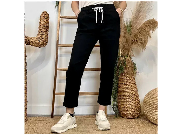 M949- Jean taille élastiquée Mom Voggo (T36-T44) (noir)