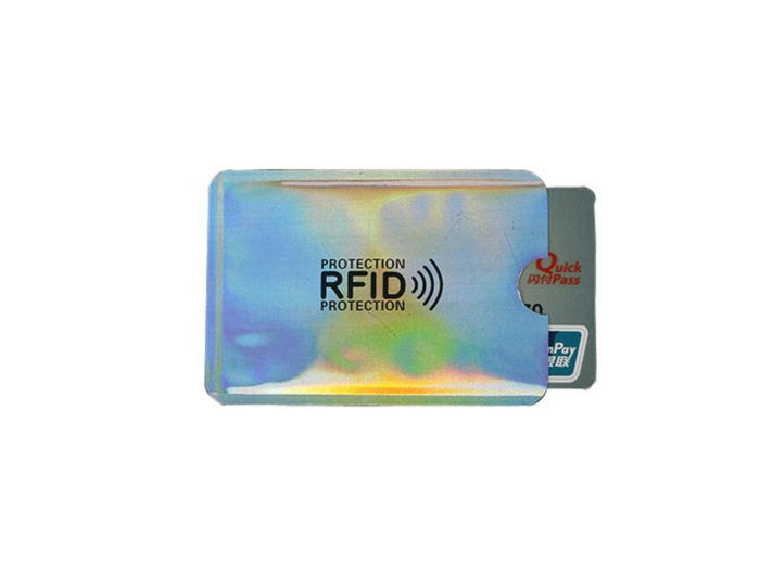 Etui de protection carte bancaire RFID blindé anti-scan Argent